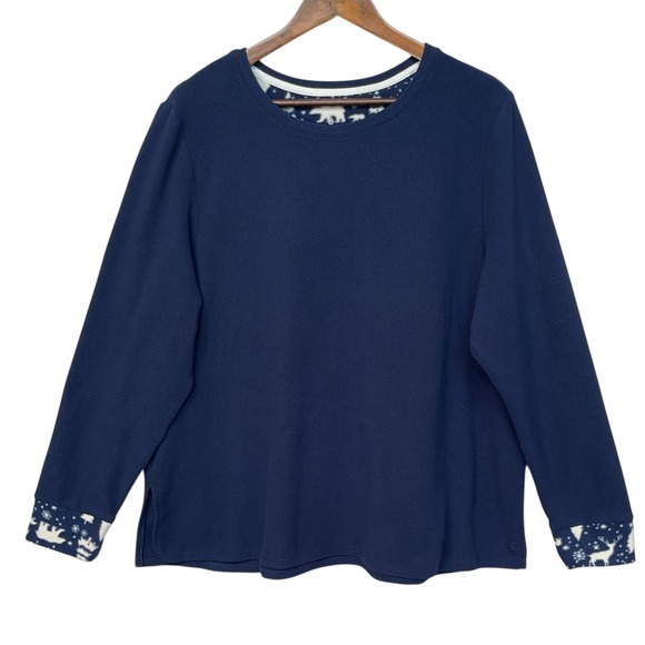 Cuddl Duds Fleece Pajama Top Size 1X Cozy Loungewear Winter Polar Bear Reindeer‎ - Picture 1 of 9